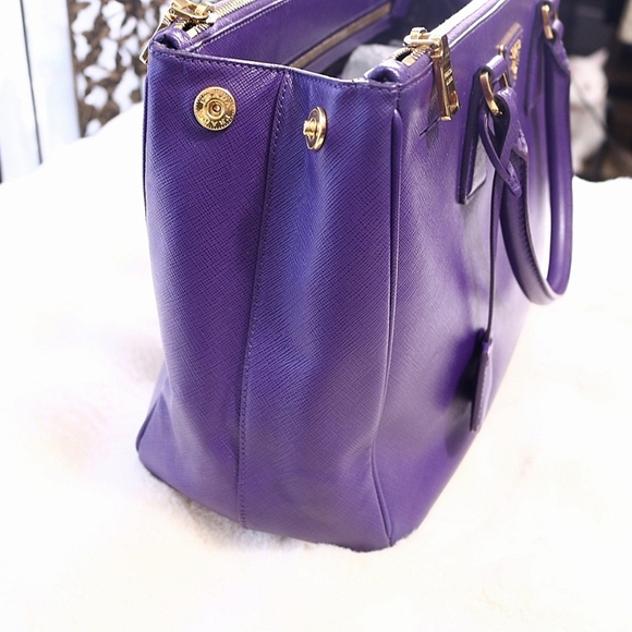 PRADA Galleria Double-Zip Saffiano Lux Purple Leather Tote Bag - Picture 7 of 7